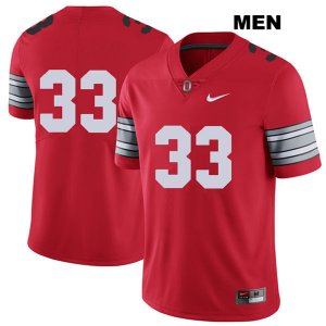 Men's NCAA Ohio State Buckeyes Dante Booker #33 College Stitched 2018 Spring Game No Name Authentic Nike Red Football Jersey XB20V84BG